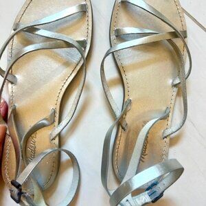 Strappy silver sandal flats from Madewell